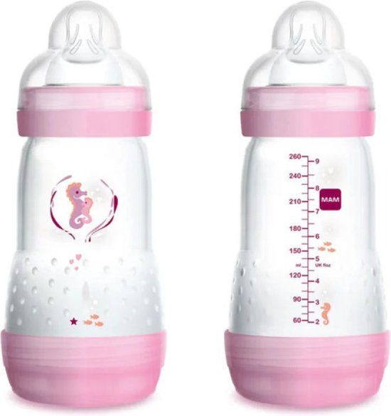MAM Easy Start Anti-Colic Baby Bottle Set - 2 x 260ml - Pink