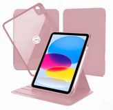 Casemania Hoes Geschikt voor Apple iPad 2025 11e Gen (A16) & 2022 10e Gen - Roze - Smart Cover met Transparante Achterkant - 360° Graden Draaibaar - TriFold Beschermhoes met Pencil Houder Uitsparing