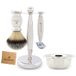 Jag Shaving Scheerset - Ivoor scheerset - Scheerset voor mannen en vrouwen - Synthetische scheerkwast - Dubbelzijdig veiligheidsscheermes - Scheerstandaard - Scheerschaal - Leren etui