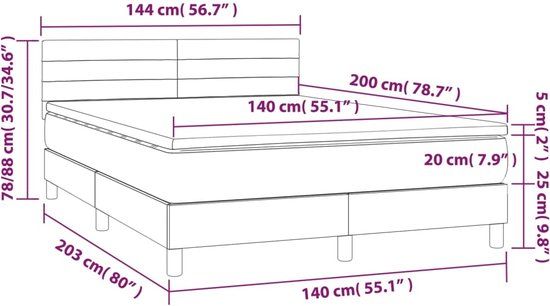vidaXL Boxspring met matras stof taupe 140x200 cm