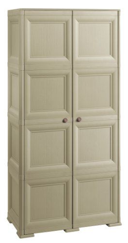 Tontarelli Omnimodus 80855908EAN kast, 2 volledige blad-deuren, 1 kant met 4 vakken, 1 kant met bezemhouder, kunststof