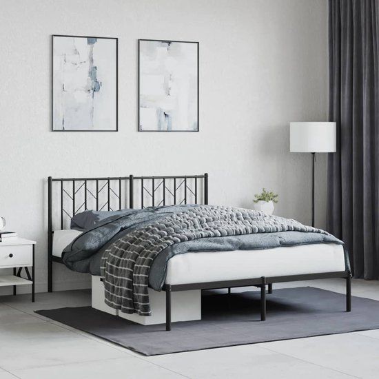 vidaXL Bedframe met Hoofdbord Metaal Zwart 140x190 cm