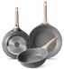Set de poêles, 20/24/28 cm, avec revêtement antiadhésif, adapté à l'induction, matériau : granit