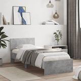 vidaXL Bedframe met hoofdeinde bewerkt hout betongrijs 90x190 cm