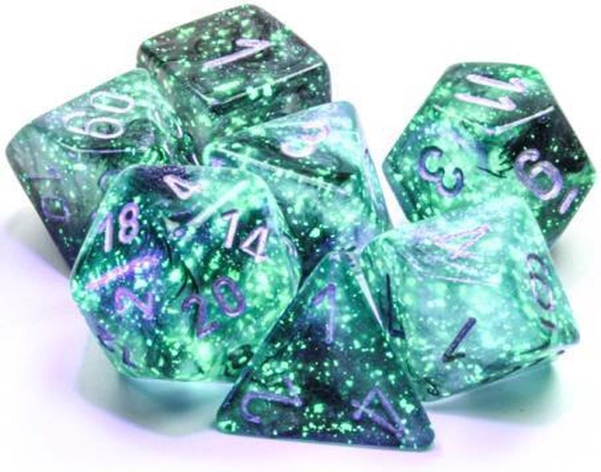 Chessex 7-Die set Borealis Luminary - Light Smoke/Silver