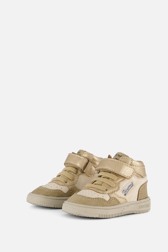 Shoesme Beige-Goud Basket Sneakertje - Sneakers Kinderen - Meisjes - Gold Beige - Microfiber leer - Maat 19
