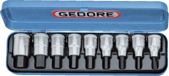Gedore IN 19 PA Dopsleutel-schroevendraerset 1/2" - inch maten - 9-delig