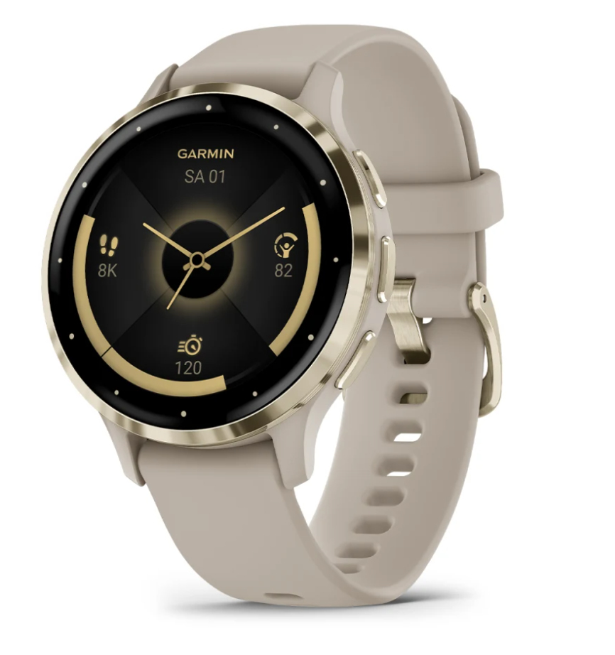 Garmin Venu 3S Smartwatch - 1.2" AMOLED - Gold/Grey - GPS - French Grey Band