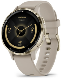 Garmin Venu 3S Smartwatch - 1.2" AMOLED - Gold/Grey - GPS - French Grey Band