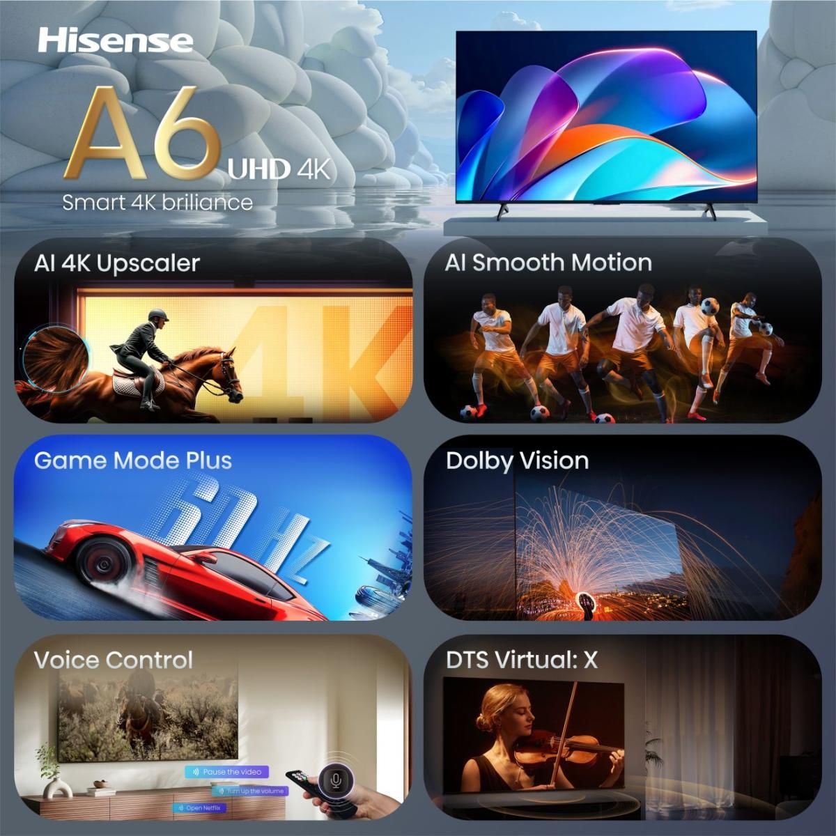 Hisense 58A6S / 4K UHD Smart TV / 58" / 2023