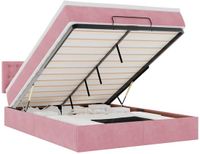 vidaXL Ottoman bed met matras en LED's - 140x200cm - fluweel - roze