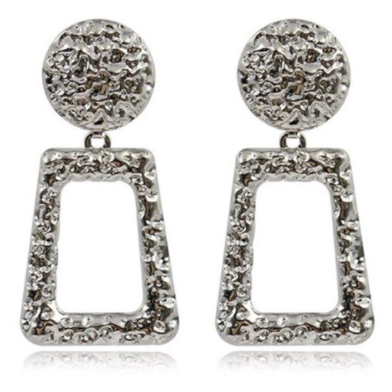 Deja Jewels Lookinggoodtoday Dames oorbellen of oorhangers zilver rond en rechthoekig