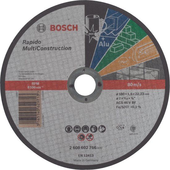 Bosch Professional Doorslijpschijf recht 180 mm