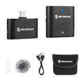 SevenOak Draadloze lavalier microfoon, met ruisonderdrukking/gain/mute, reversspeld microfoon met stereo/mono voor iPhone, iPad, video-opname, interview, vlog, SKM-S1 D (1 zender + 1 ontvanger)