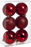 Cosy & Trendy Kerstballen - 6x st - rood - 8 cm - PVC
