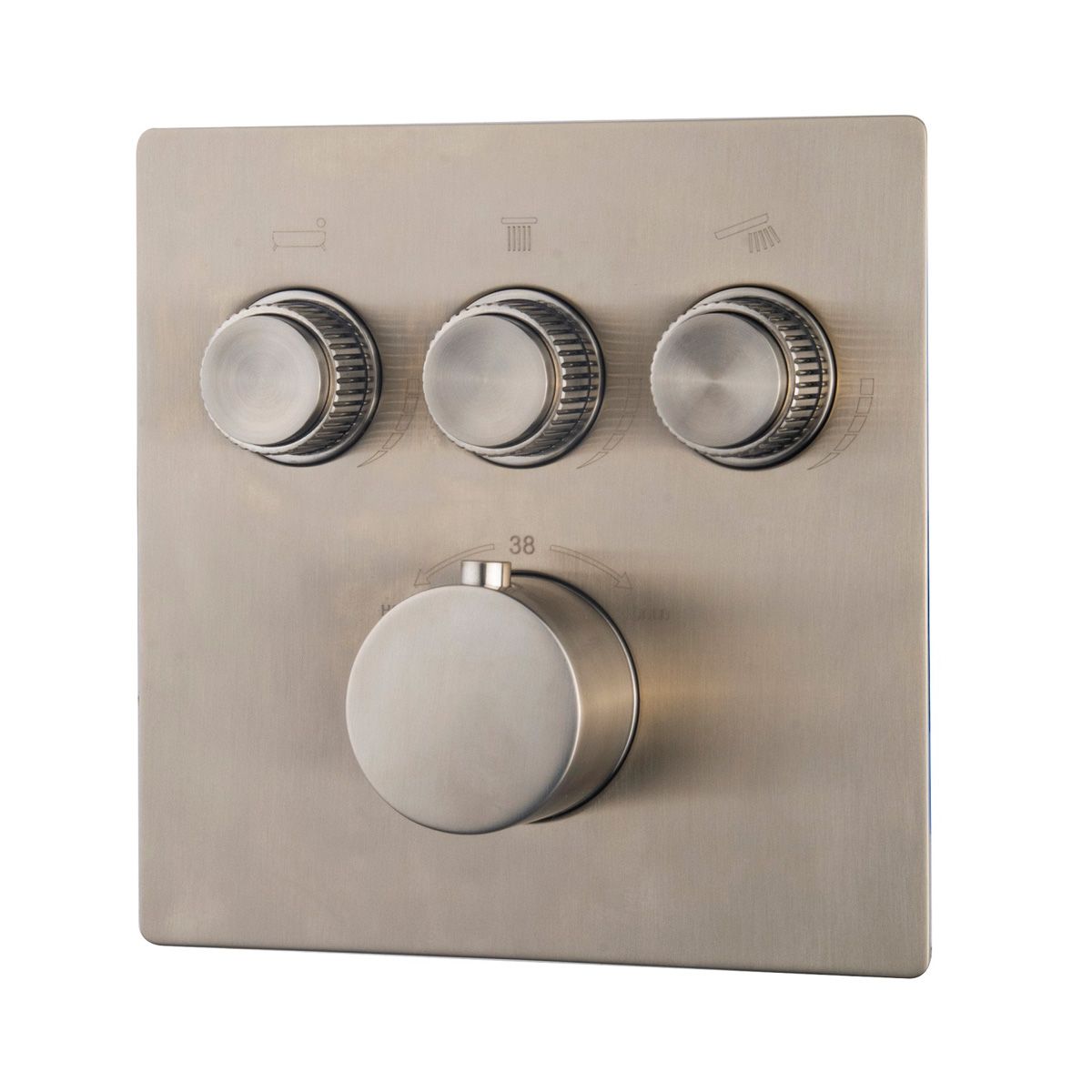 Wiesbaden Caral Klik Pro Douchekraan Thermostatisch Geborsteld Staal Inbouw 3-weg Afbouwdeel