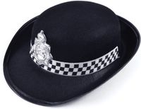 Bristol Rubies Politie/agent verkleed helm - zwart - vilt materiaal - voor volwassenen