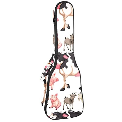 Mersov Tenor Ukulele Gigbag Waterdichte Ukelele Case Gewatteerde Rugzak, Geweldig voor Sopraan Concert (21/23/24") Boerderij Dieren Koe Varken Schapen Paard Haan