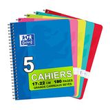 Cahier OXFORD Cahier reliure spiraal 17x22 cm 180 pagina's grands carreaux papier 90g super conquerant 5 stuks