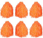 Cheerball/pompom orange - 6x - with ring handle - 33 cm - Cheerleader costume accessories - Pom-poms