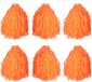 Cheerball/pompom orange - 6x - with ring handle - 33 cm - Cheerleader costume accessories - Pom-poms