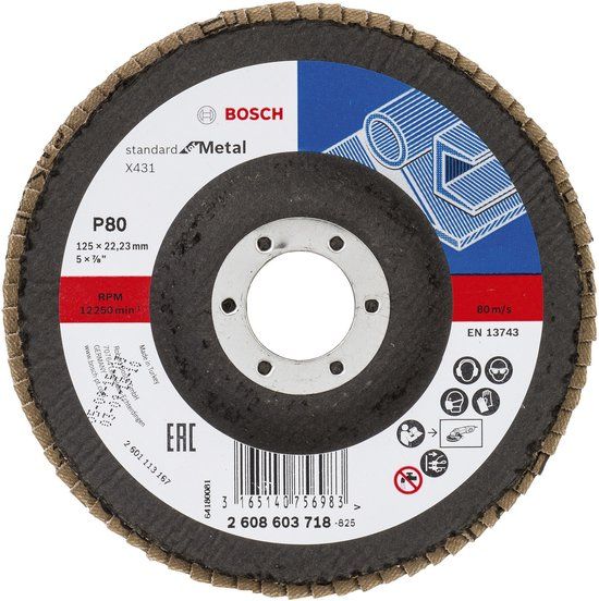 Bosch Lamellenschijf 125 mm, 80 korrel, 22.23 mm asdiameter