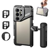 NEEWER S24 Ultra telefoonkooi stabilisator met zijhandgreep, 67 mm filteradapter, 17 mm lens achterplaat, T-mount lensadapter, video-installatie compatibel met Samsung Moment T-serie lenzen