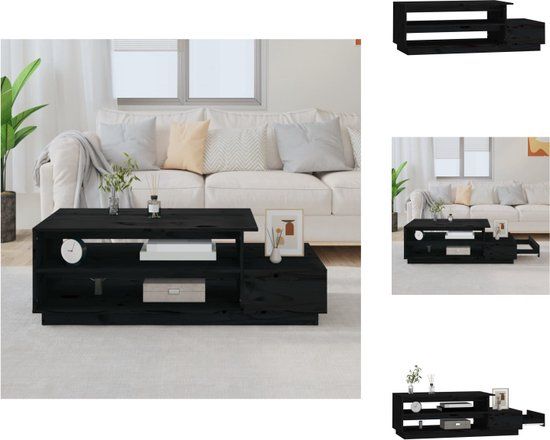 vidaXL Salontafel 120x50x40,5 cm massief grenenhout zwart