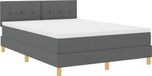 vidaXL LED Boxspringbed met hoofdeinde, donkergrijs, 160 x 200 cm, stof