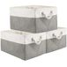 ASelected Set van 3 grote opbergdozen 41 x 31 x 20 cm met handvat, opvouwbare opbergdoos voor thuis, speelgoed, kleding, kantoorproducten, grijs en wit