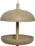 Decoris Vogel voedersilo hangend - bamboe hout - lichtbruin - 21 x 25 cm