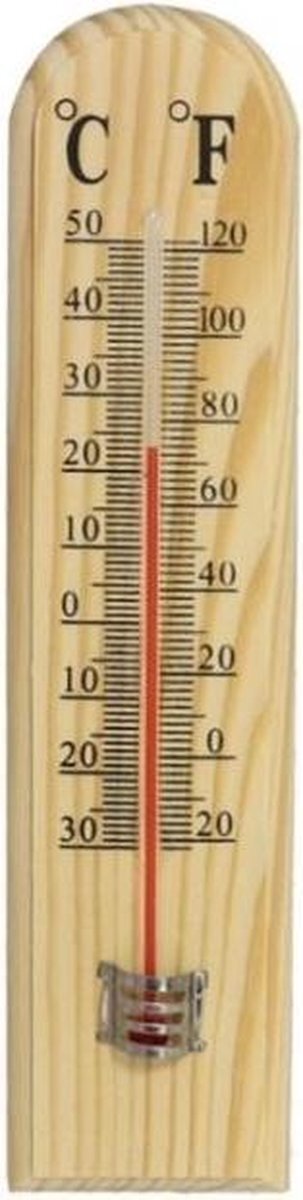 Gerimport Buitenthermometer 20 X 5 Cm Hout Naturel/zwart