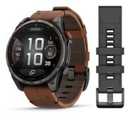 Garmin Fenix 8 Pro 47mm AMOLED Saffier Lederen Band Multisport GPS Smartwatch Grijs