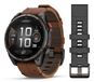 Garmin Fenix 8 Pro 47mm AMOLED Saffier Lederen Band Multisport GPS Smartwatch Grijs