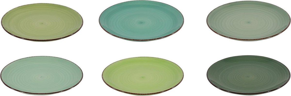 Studio Tavola Ontbijtbord - 6 Stuks - Ø19cm - Groen - Aardewerk
