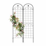 Relaxdays plantenklimrek set van 2, 180 x 50 cm, plantensteun voor klimplanten, om in de grond te steken, metaal, zwart