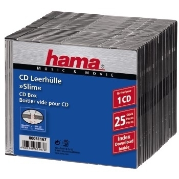 Hama   CD Slim Box, black, pack of 25 pcs