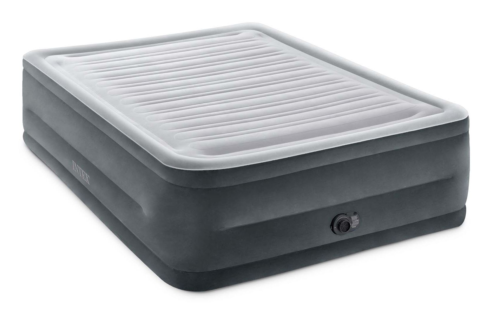 Intex DuraBeam Comfort-Plush Queen Air Mattress - Grey/Light Grey - Built-in Pump