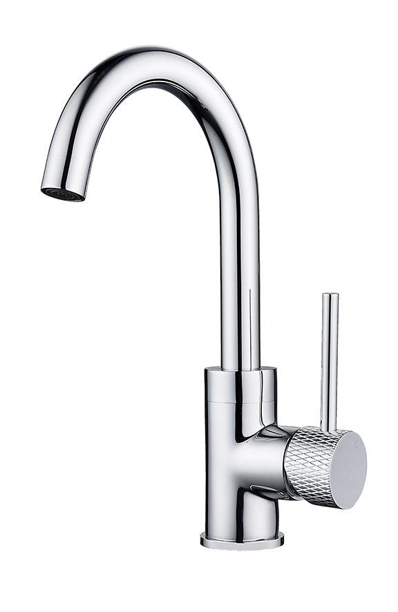 Wiesbaden Ribbd wastafelmengkraan chroom 29cm - 8720365810602