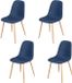 Urban Living Blauwe Stoffen Stoel Metalen Poot met Houteffect x4