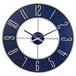 Bulova Stalen oversized wandklok, 27 inch, zilver en blauw