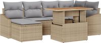vidaXL Tuinbank - Set - 7-delig - Beige - Polywood