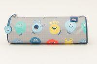 ANCOR B'LOG PLAY ME Monsters Pencil Case - Round, Grey, Plastic, 22x7x7cm