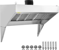 Vevor Hotte commerciale, hotte de food truck de 9 pieds, hotte murale en acier inoxydable pour remorque de concession avec 4 grilles de filtre à huile amovibles en forme de U, hotte résistante à la rouille
