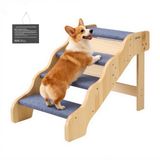 VEVOR Houten Hondentrap, 4-Treden, Opvouwbaar, 74x43x50 cm, Natuurlijk Hout