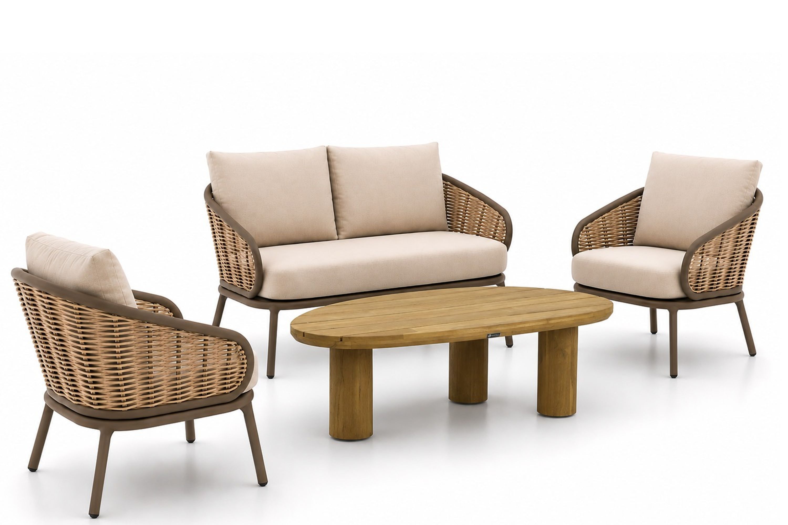 Apple Bee Pine Key/Riah 135 cm stoel-bank loungeset 4-delig