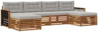 vidaXL - Bank loungeset - Massief Acacia Hout - Natuurlijk en lichtgrijs