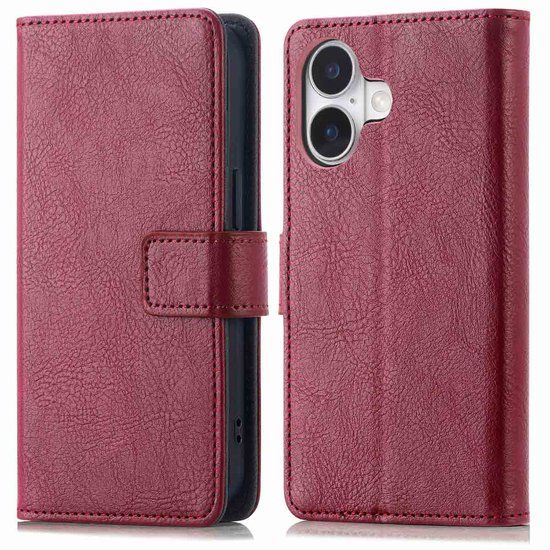 imoshion Hoesje - Geschikt voor Apple iPhone 16 - Luxe Bookcase - Bordeaux