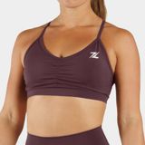 ZEUZ Dames Sport BH – Ruched Design – Fitness & Yoga - Bordeauxrood - L