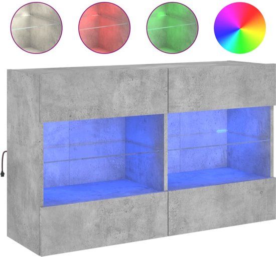 vidaXL Tv-wandmeubel met LED-verlichting 98,5x30x60,5 cm betongrijs